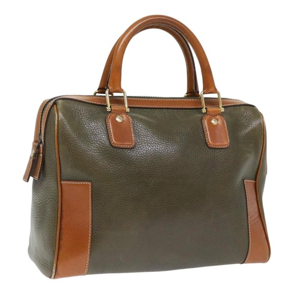 CELINE Boston Bag Leather Khaki Gold Auth yk14493 - Picture 1 of 16